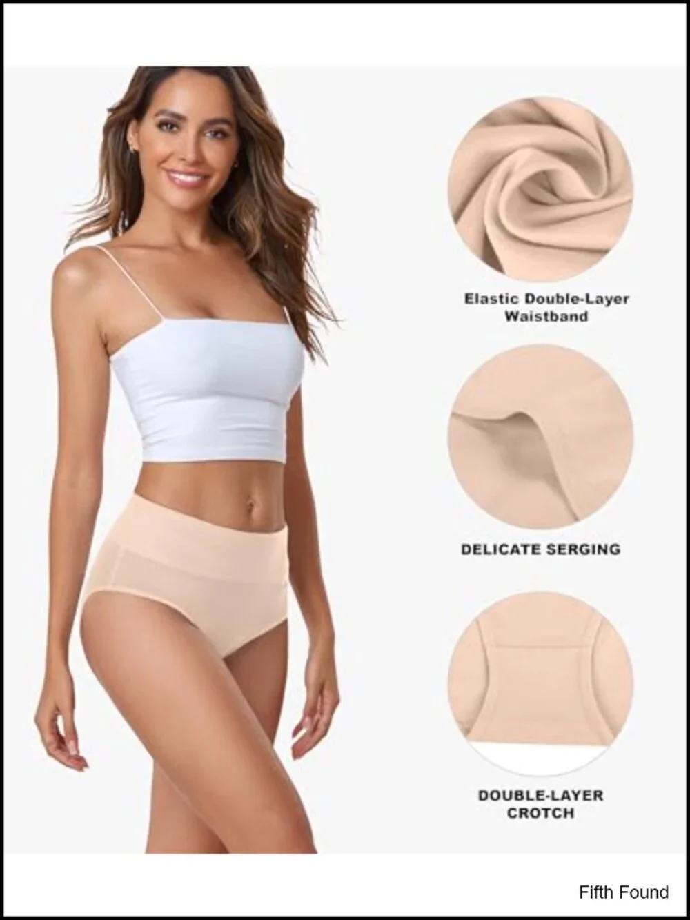 High Waisted Cotton Underwear Soft Breathable Panties Stretch Briefs 5 Pack